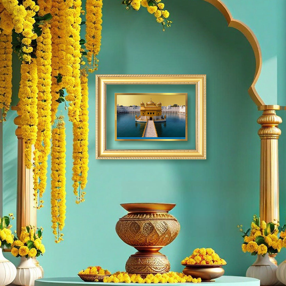 Diviniti 24K Gold Plated Golden Temple (Classic) Divine Wall Frame for Home Mandir & Office Decor | Luxury Spiritual Gift