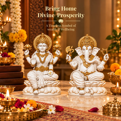 999 Silver-Plated Lakshmi Ganesha Idol | Premium Gift Box | 6x8 CM