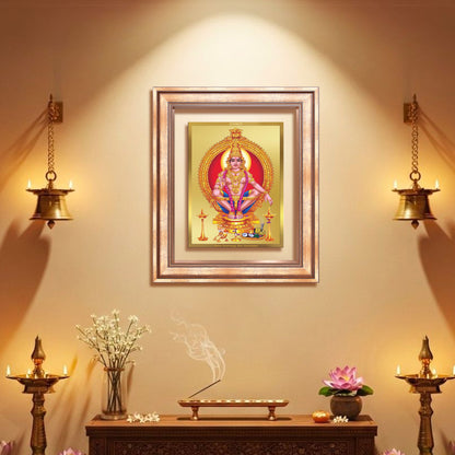 Diviniti 24K Gold Plated Ayyappan Divine Wall Frame for Home Mandir & Office Decor | Luxury Spiritual Gift