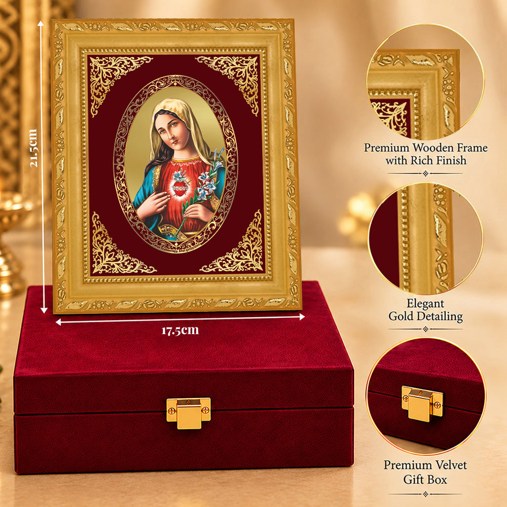 24K Gold-Plated Mother Mary Frame | Premium Gift Box | 17.5x21.5 CM