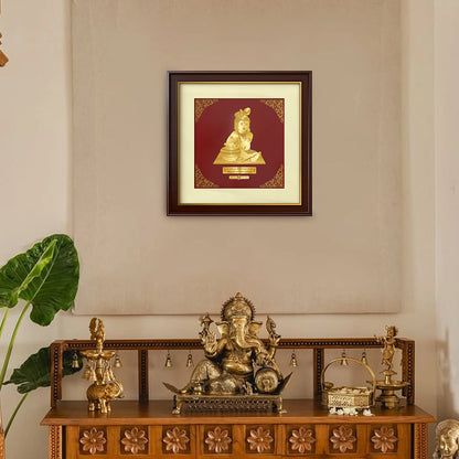 Bal Makhan Gopal | Divine Child Form of Lord Krishna Gold on Gold Wall Hanging Frame in 24K Gold Plated Foil