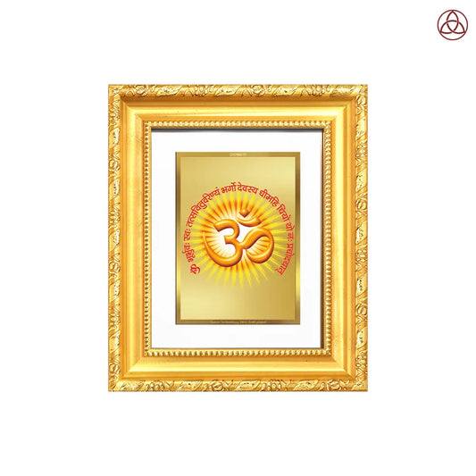 Om with Gayatri Mantra | Sacred Vibration & Vedic Wisdom Wall Hanging & Tabletop Frame in 24K Gold Plated Foil