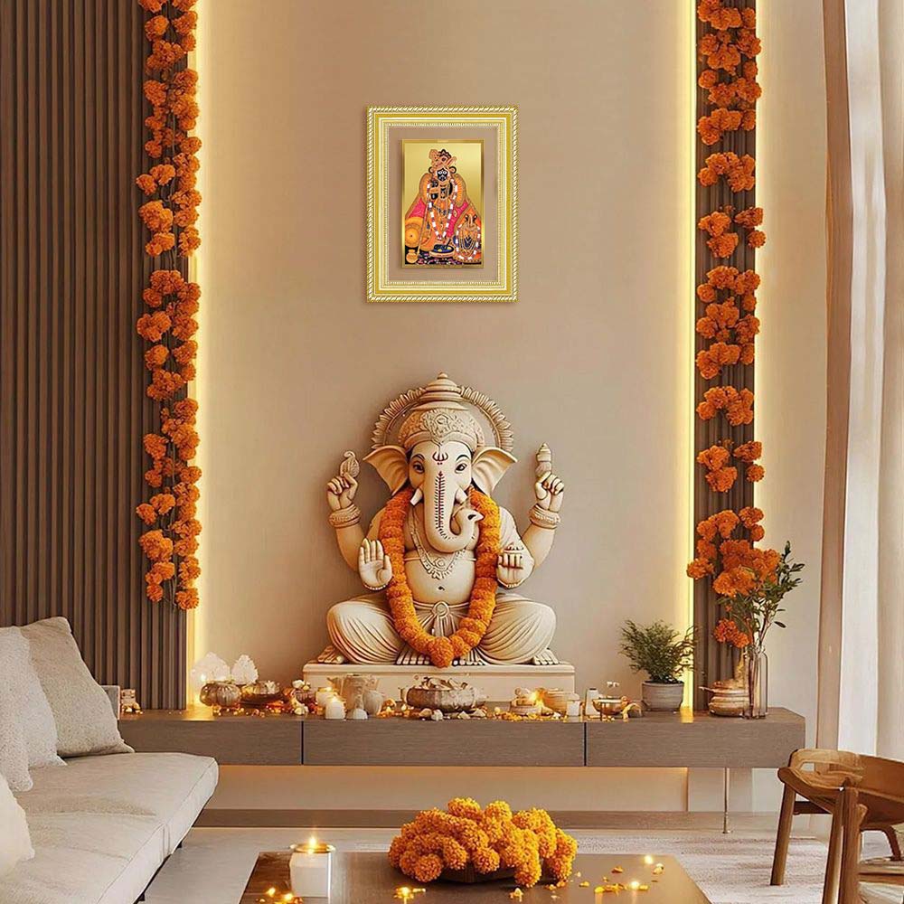 Diviniti 24K Gold Plated Banke Bihari Ji (Classic) Divine Wall Frame for Home Mandir & Office Decor | Luxury Spiritual Gift