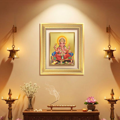 Diviniti 24K Gold Plated Ganesha (Classic) Divine Wall Frame for Home Mandir & Office Decor | Luxury Spiritual Gift