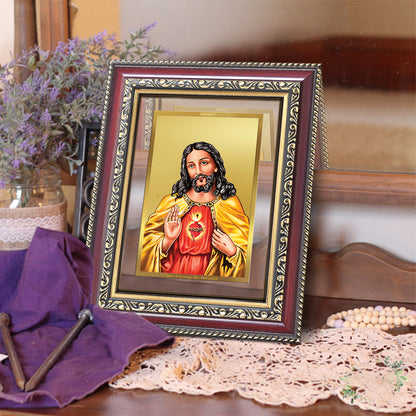 Diviniti 24K Gold Plated Jesus Christ (Classic) Divine Wall and Table Top Frame for Home Mandir & Office Decor | Luxury Spiritual Gift