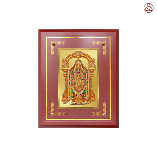 Lord Tirupati Balaji | Sri Venkateswara | Supreme form of Vishnu from Tirumala Wall & Tabletop Photo Frame in 24K Gold Plated Foil