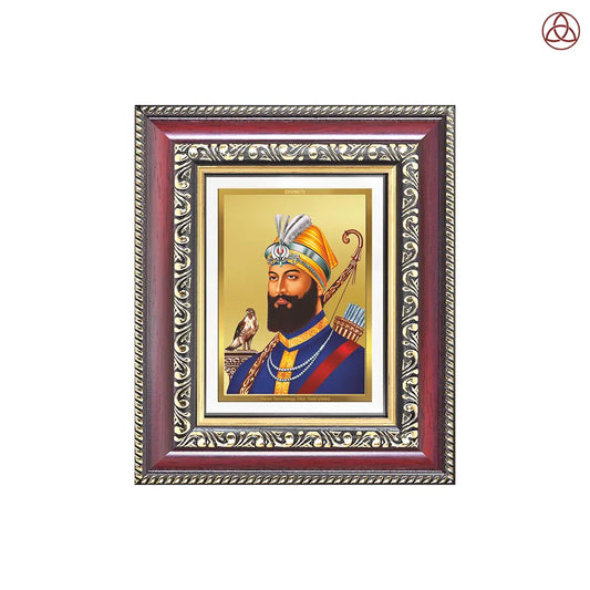 Guru Gobind Singh Ji | Tenth Sikh Guru and Creator of Khalsa Panth Spiritual Tabletop Frame in 24K Gold Plated Foil