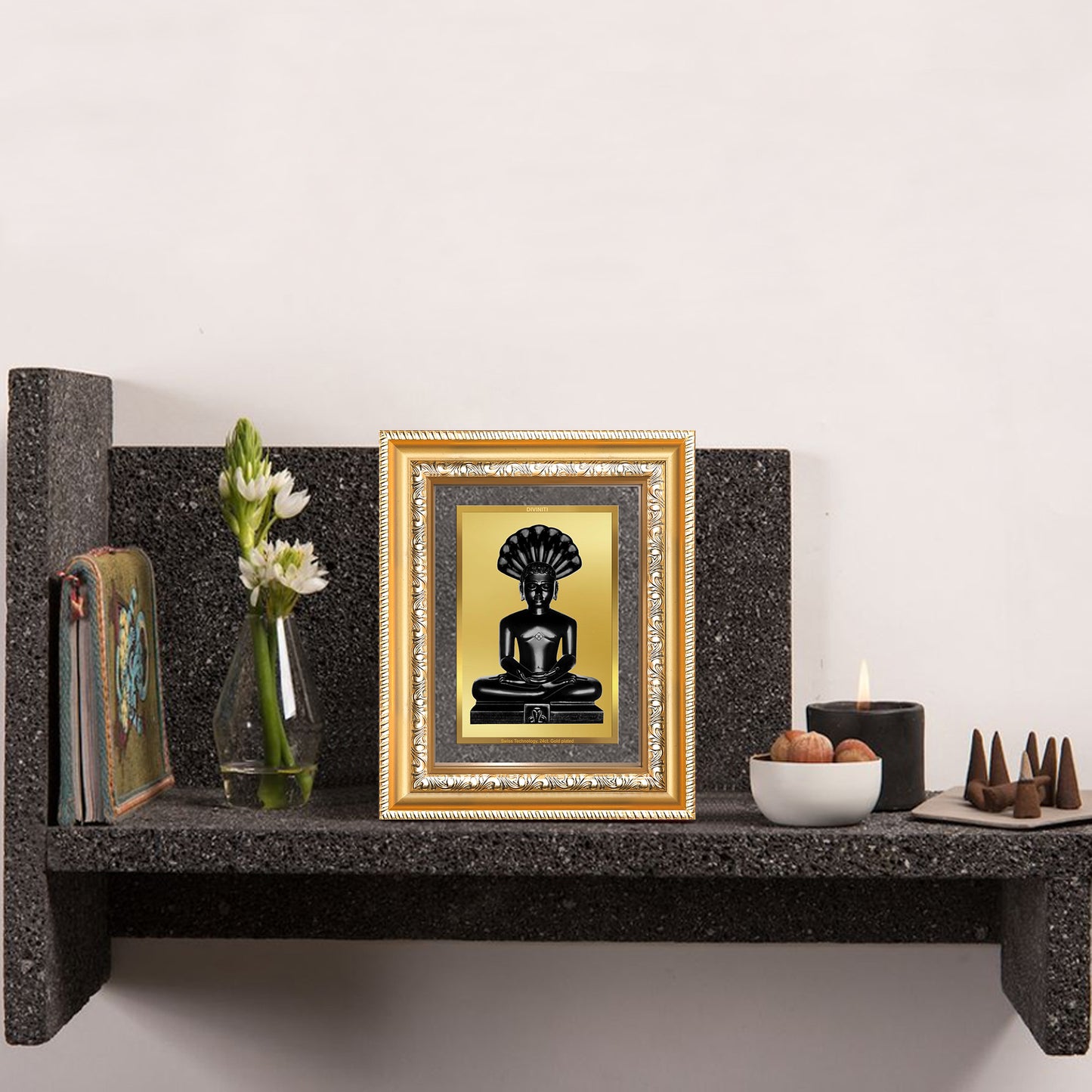 Diviniti 24K Gold Plated Parshvanath (Classic) Divine Wall and Table Top Frame for Home Mandir & Office Decor | Luxury Spiritual Gift