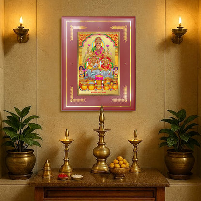 Lakshmi Kuber | Divine Wealth Duo Wall Mount Photo Frame in 24K Gold Plated Foil