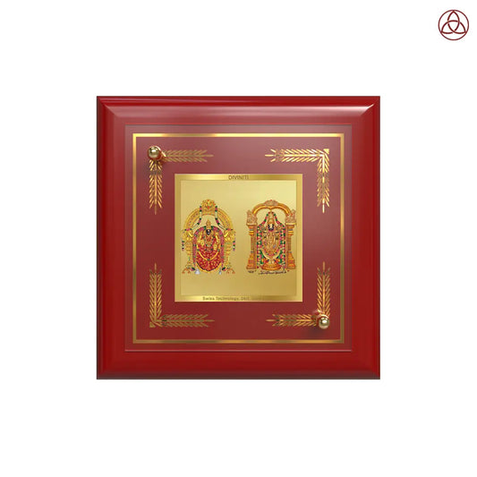 Lord Venkateswara Tirupati Balaji & Goddess Padmavati | Divine Couple Tabletop Frame in 24K Gold Plated Foil