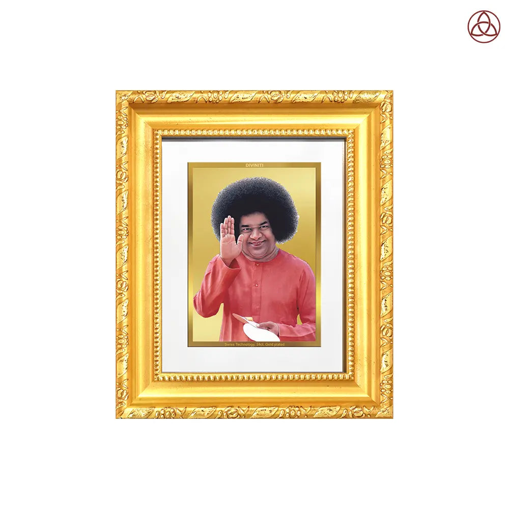 Sathya Sai Baba | Avatar of Love and Universal Harmony Wall Hanging & Tabletop Frame in 24K Gold Plated Foil