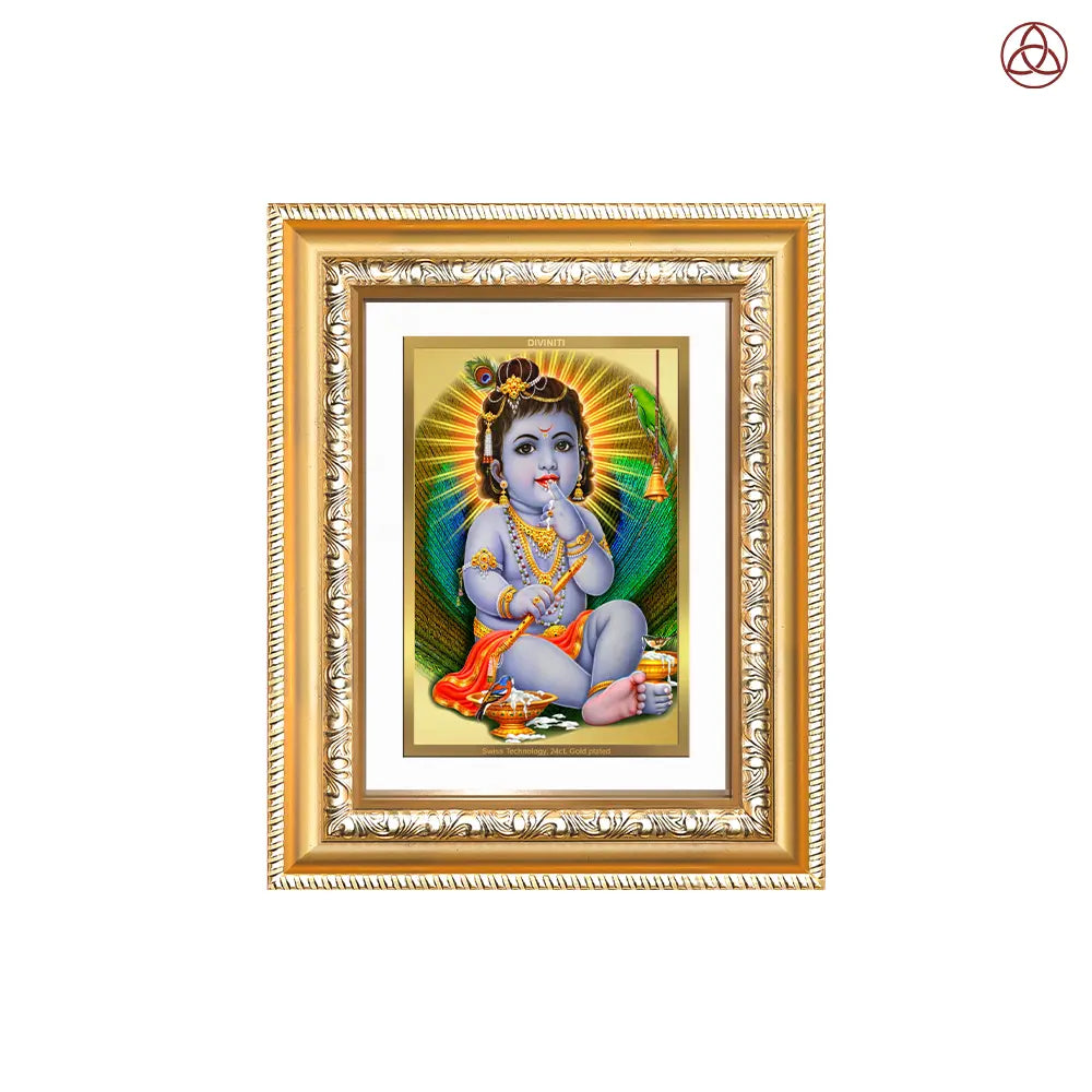 Bal Gopal |Baby Krishna | Devakinandana for Wall & Tabletop Photo Frame in 24K Gold Plated Foil