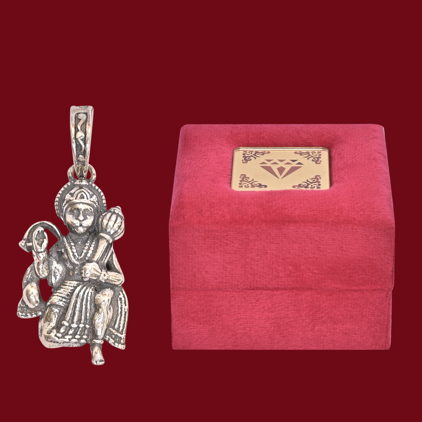 DIVINITI 925 Pure Silver Hanuman Pendant for Men, Women & Kids Divine God Pendant for Birthday, Anniversary, Special Occasion Gift (2.3x1.4 cm, 7g)