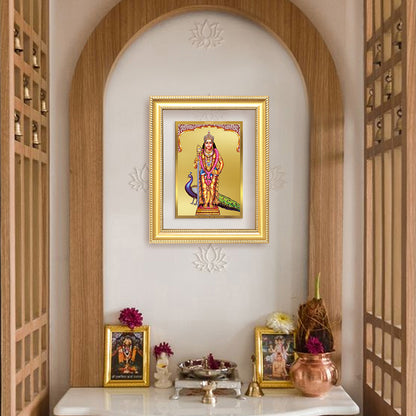 Diviniti 24K Gold Plated Murugan (Classic) Divine Wall Frame for Home Mandir & Office Decor | Luxury Spiritual Gift