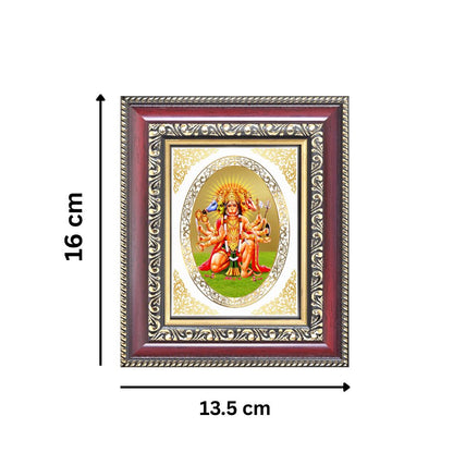 Panchmukhi Hanuman Divine Five-Faced Protection Sacred Royal Tabletop Frame in 24K Gold Plated Foil