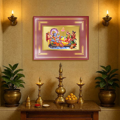 Lakshmi Vishnu Kshir Sagar | Divine Abode Wall Mount Photo Frame in 24K Gold Plated Foil
