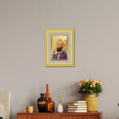 Diviniti 24K Gold Plated Guru Gobind Singh Ji (Classic) Sacred Sikh Wall Frame for Home Decor & Office Ambiance | Premium Spiritual Gift