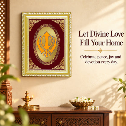 24K Gold-Plated Khanda Sahib Frame | Premium Gift Box | 27x35 CM