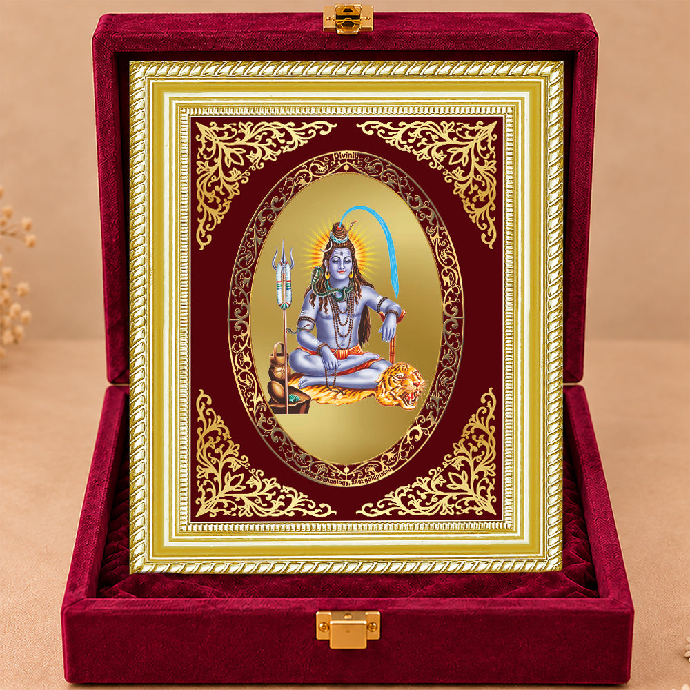 24K Gold-Plated Lord Shiva Frame | Premium Gift Box | 26x20 CM