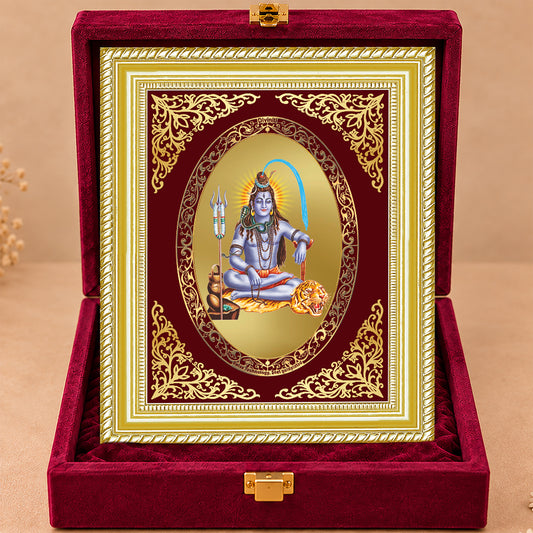 24K Gold-Plated Lord Shiva Frame | Premium Gift Box | 26x20 CM