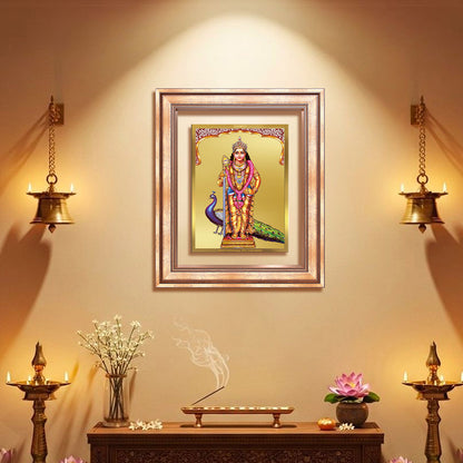 Diviniti 24K Gold Plated Murugan (Classic) Divine Wall Frame for Home Mandir & Office Decor | Luxury Spiritual Gift