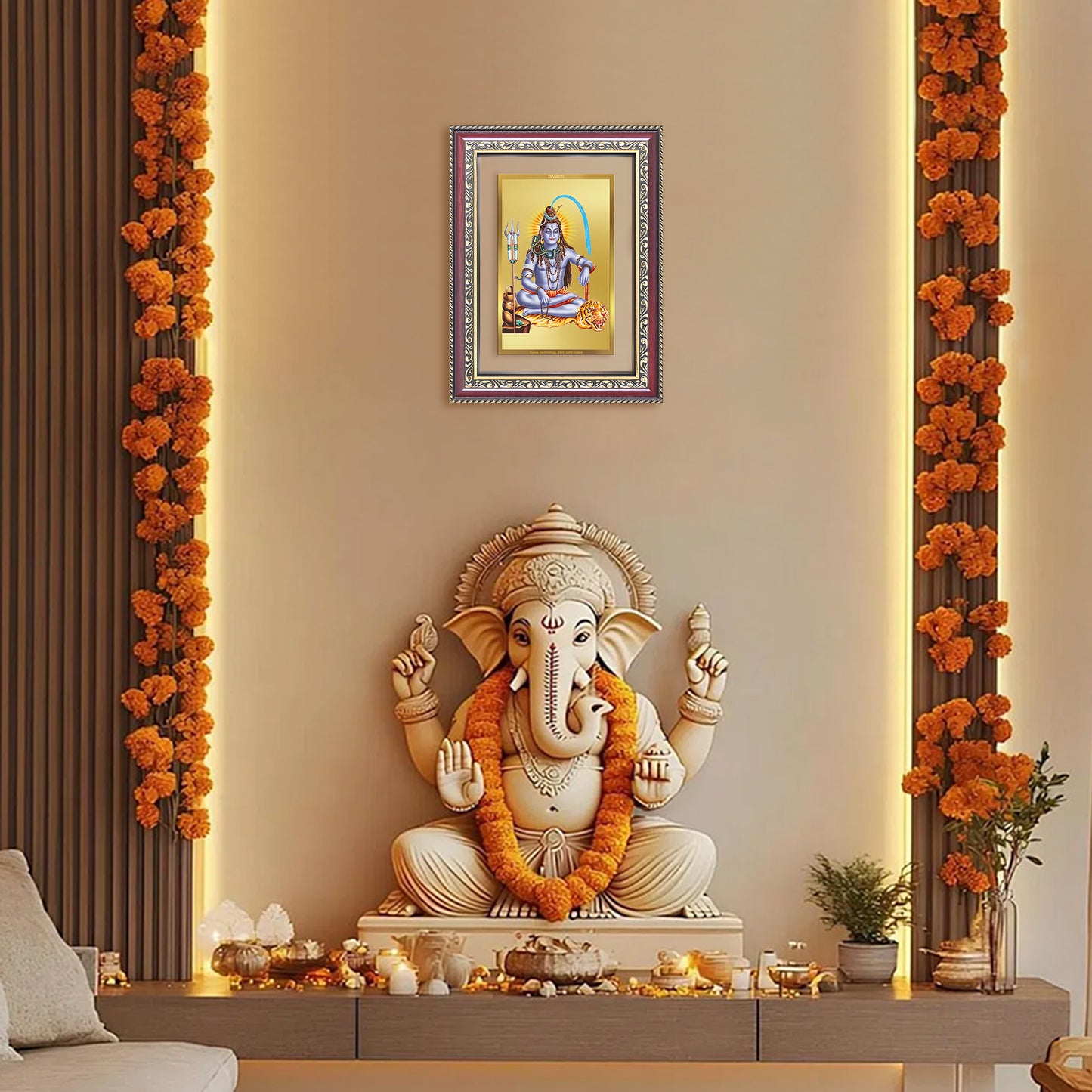 Diviniti 24K Gold Plated Shiva (Classic) Divine Wall Frame for Home Mandir & Office Decor | Luxury Spiritual Gift