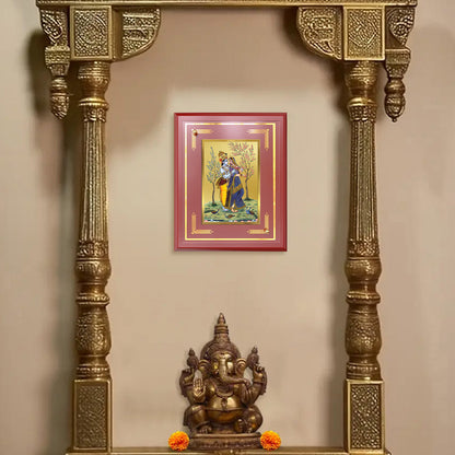 Diviniti 24K Gold Plated Radha Krishna Blessing Tabletop Photo Frame | Love, Devotion & Divine Grace