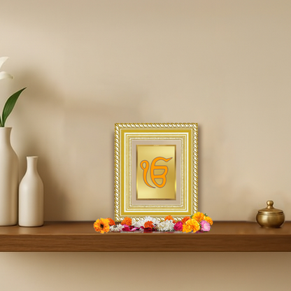 Diviniti 24K Gold Plated Ik Omkar Divine Table Top Frame for Home Mandir & Office Decor | Luxury Spiritual Gift