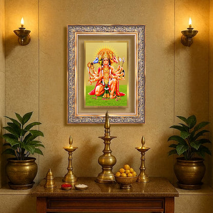 Diviniti 24K Gold Plated Panchmukhi Hanuman (Classic) Divine Wall Frame for Home Mandir & Office Decor | Luxury Spiritual Gift