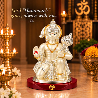 DIVINITI 999 Silver-Plated Hanuman Idol | Car & Home Decor | Gift Box | 8.5x6.5 CM