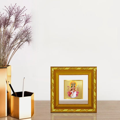 DIVINITI 24K Gold Plated Foil Gayatri Mata Photo Frame for Wall Hanging, Workshop, Home Decor, Puja Room, Luxurious Gifts|DG103S1A (10x10 CM)