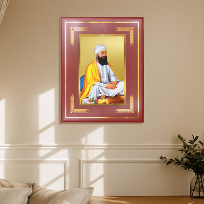 Guru Tegh Bahadar Sahib Ji | Divine Wall Mount Photo Frame in 24K Gold Plated Foil