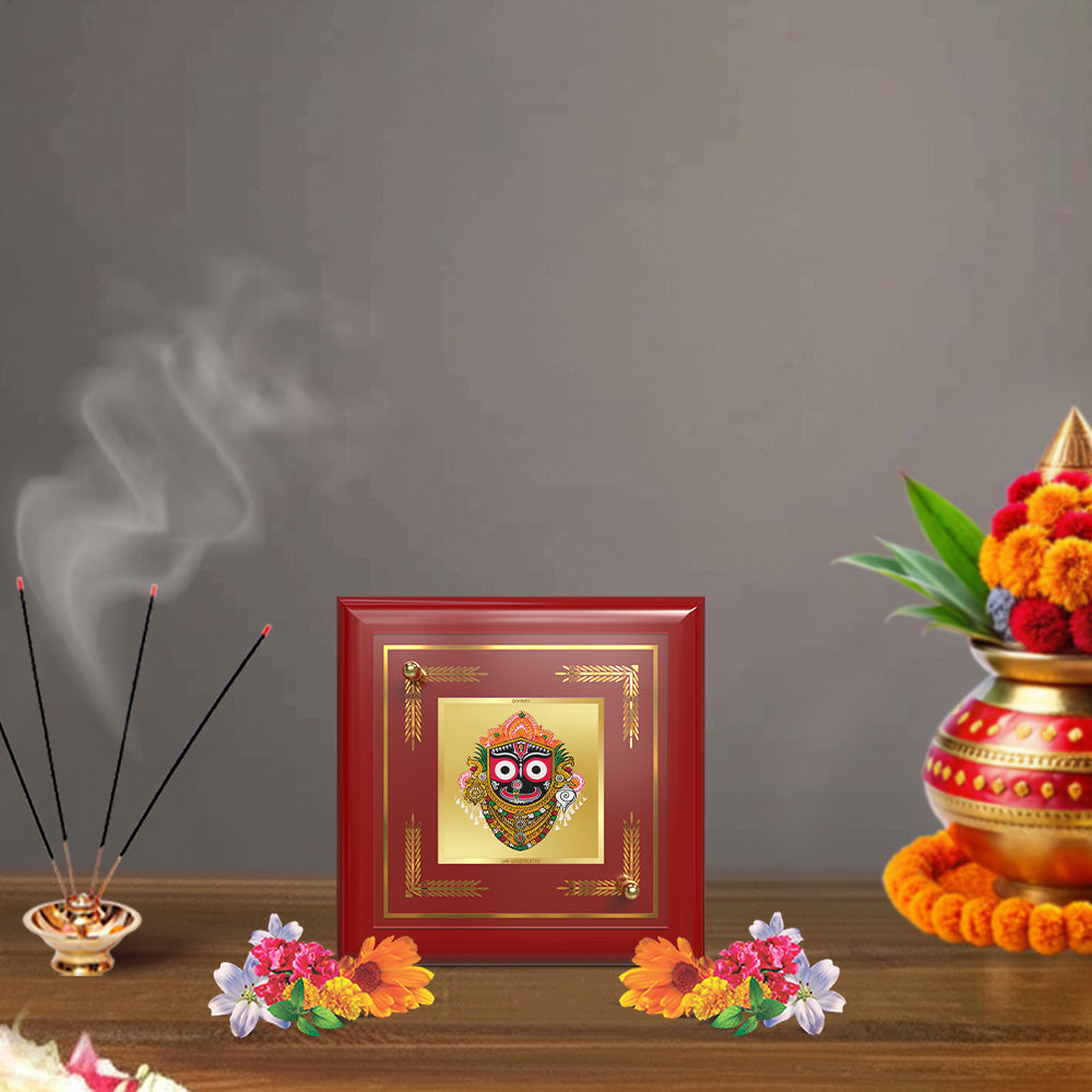 Jagannath | Lord Jagannath 24K Gold Plated Divine Photo Frame for Home Décor, Tabletop & Office | Blessings of Devotion, Protection & Prosperity (MDF1A)