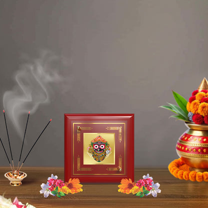 Jagannath | Lord Jagannath 24K Gold Plated Divine Photo Frame for Home Décor, Tabletop & Office | Blessings of Devotion, Protection & Prosperity (MDF1A)