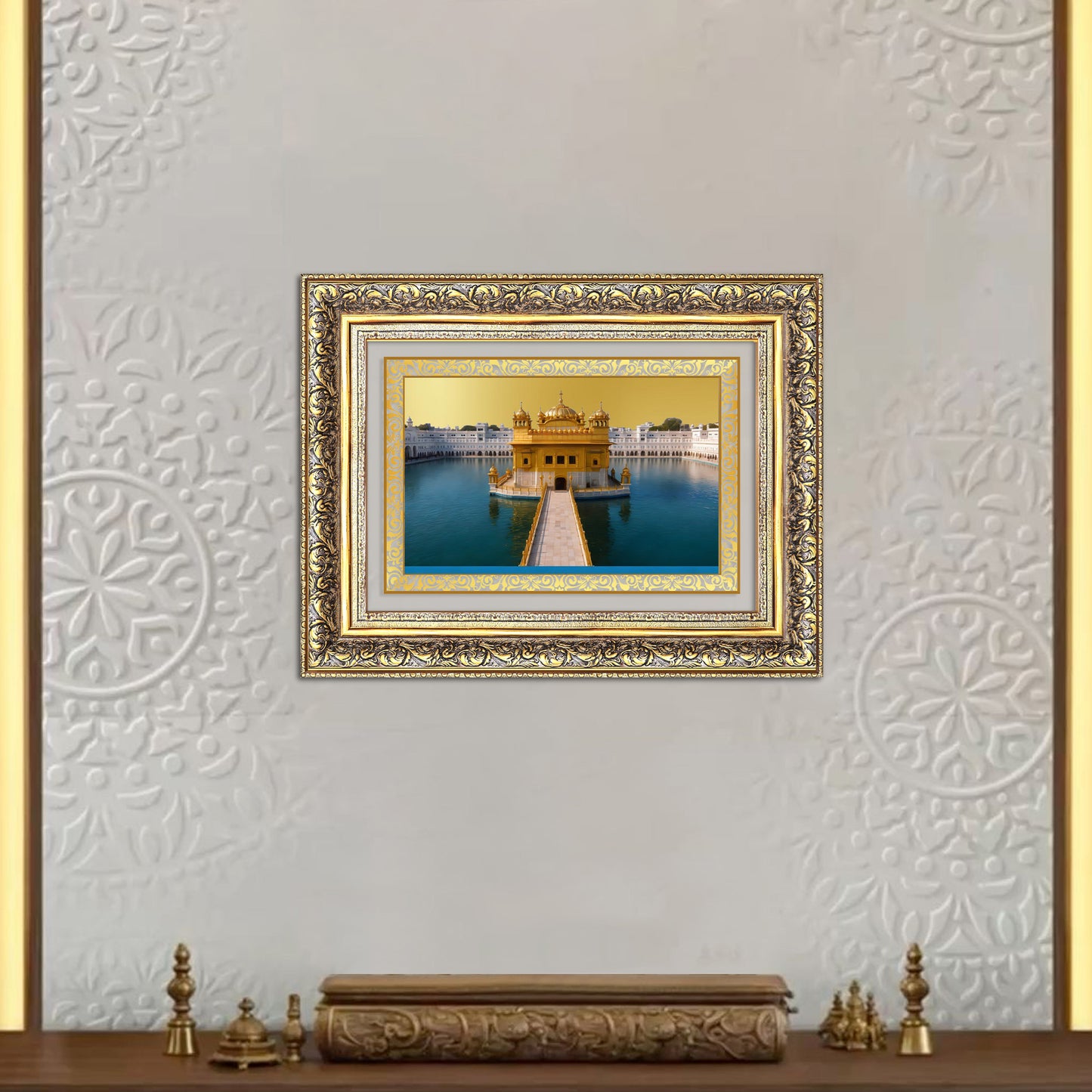 Diviniti 24K Gold Plated Golden Temple (Classic) Divine Wall Frame for Home Mandir & Office Decor | Luxury Spiritual Gift