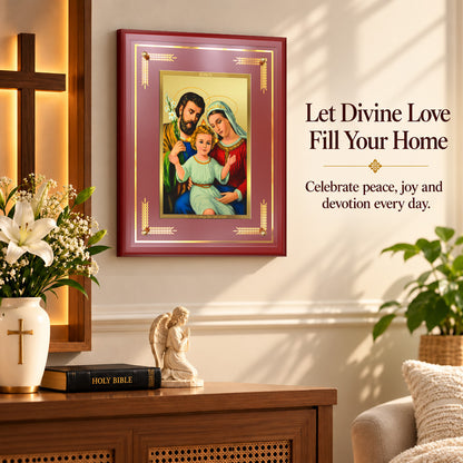 24K Gold-Plated Holy Family MDF Frame | Premium Gift Box | 27x35 CM