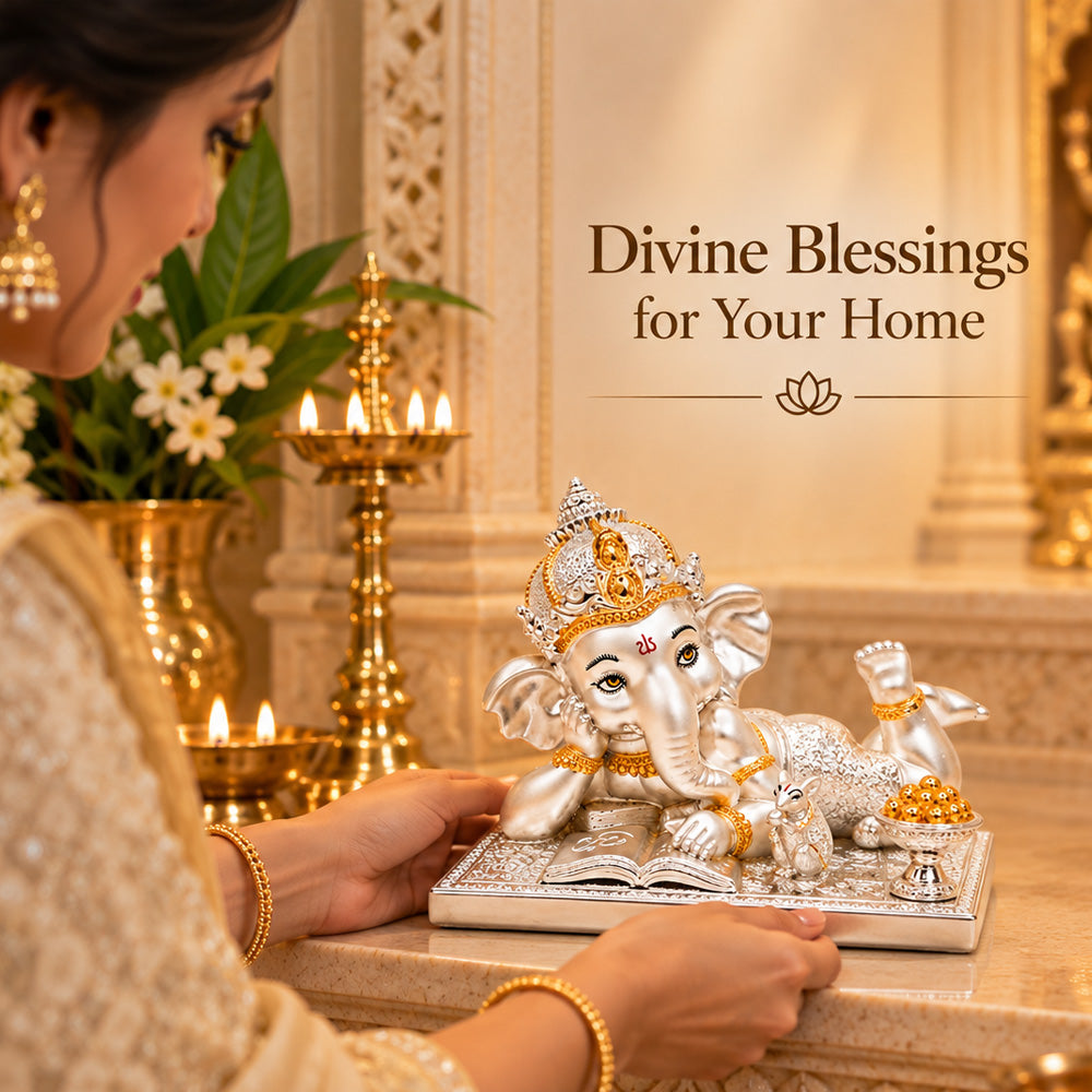 999 Silver-Plated Dual-Tone Bal Ganesha Idol | Premium Gift Box | 12x14 CM