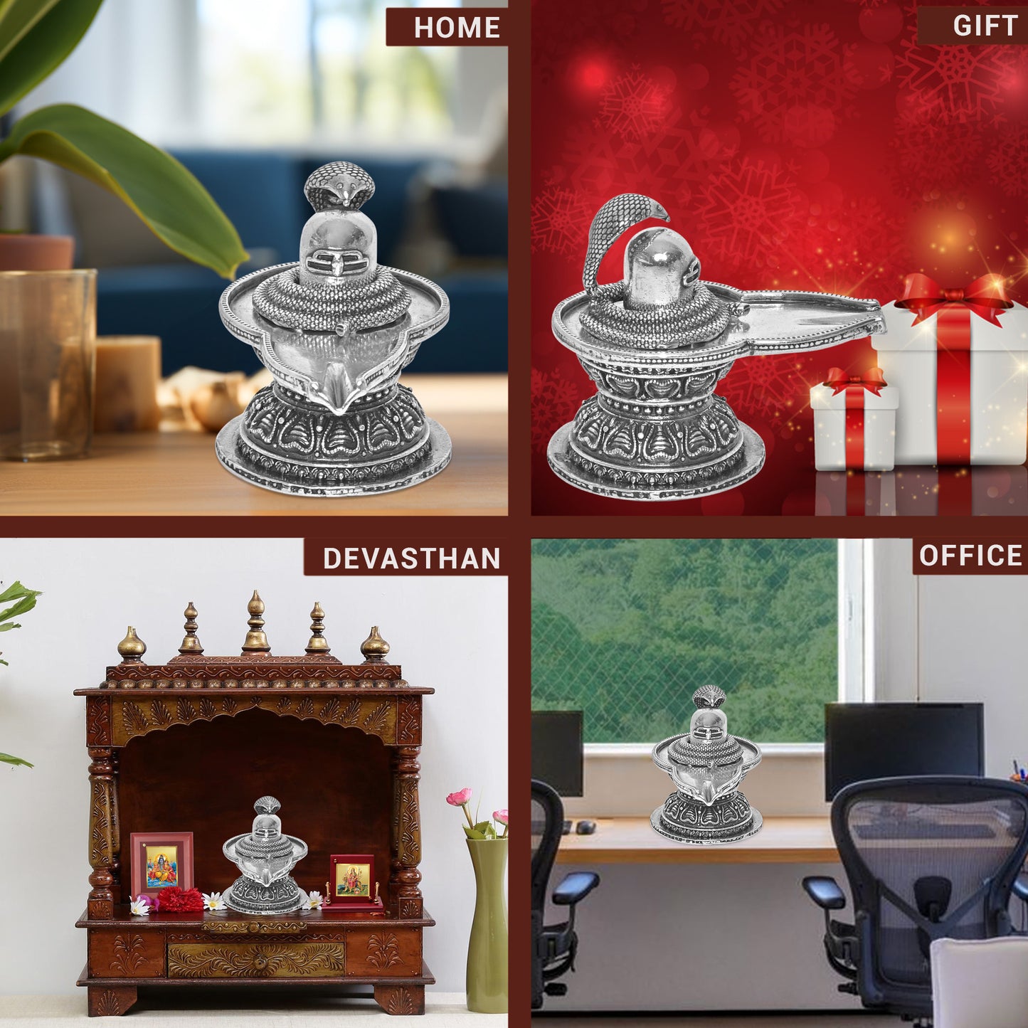 Diviniti 925 Pure Silver Shiv Ling Idol Statue Authentic Spiritual Worship and Meditation for Home Office Décor, Tabletop, Puja Room Gift (5x8.8 CM, 88g)