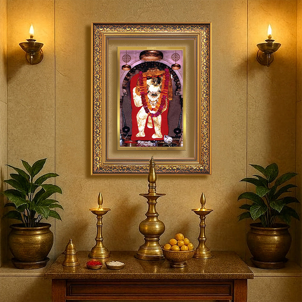 Diviniti 24K Gold Plated Mehndipur Balaji (Classic) Divine Wall Frame for Home Mandir & Office Decor | Luxury Spiritual Gift