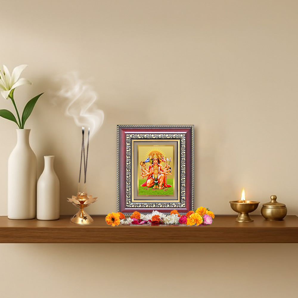 Diviniti 24K Gold Plated Panchmukhi Hanuman (Classic) Divine Table Top Frame for Home Mandir & Office Decor | Luxury Spiritual Gift