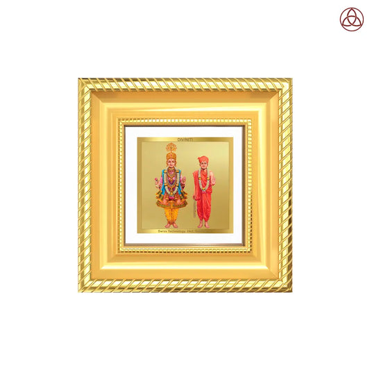 Lord Swaminarayan | Incarnation of Dharma & Divine Grace Tabletop Frame in 24K Gold Plated Foil