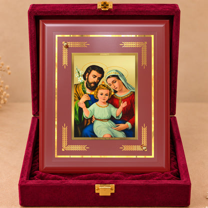 24K Gold-Plated Holy Family MDF Frame | Premium Gift Box | 16 X 13.5 CM