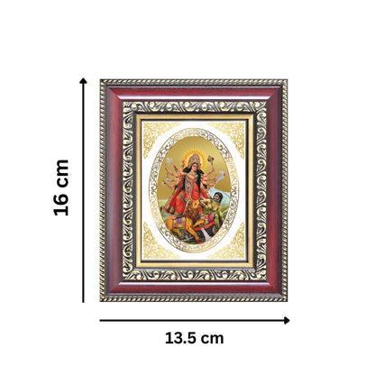 Goddess Durga Mahishasura Mardini Divine Shakti Sacred Victory & Protection Royal Tabletop Frame in 24K Gold Plated Foil