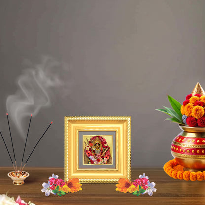 Diviniti Katyayani Mata Tabletop Photo Frame in 24K Gold Plated Foil | Strength, Courage & Divine Blessings | DG015S1A (10x10 CM)