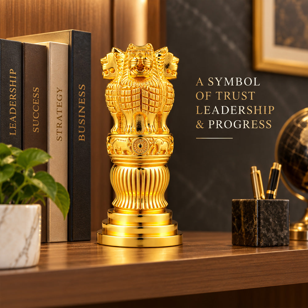 24K Gold-Plated Ashoka Stambh | Premium Gift Box | 15x7 CM