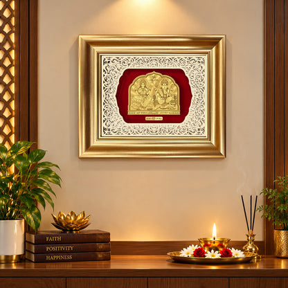 24K Gold-Plated Lakshmi Ganesha Frame | Premium Gift Box | 25x30 CM
