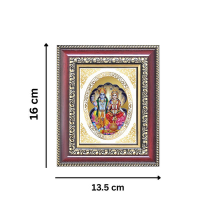 Lord Vishnu & Goddess Lakshmi Divine Prosperity & Protection Sacred Royal Tabletop Frame in 24K Gold Plated Foil