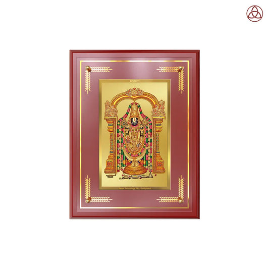 Lord Tirupati Balaji | Sri Venkateswara | Supreme Form of Vishnu from Tirumala Wall & Tabletop Photo Frame in 24K Gold Plated Foil