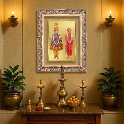 Diviniti 24K Gold Plated Swaminarayan (Classic) Divine Wall Frame for Home Mandir & Office Decor | Luxury Spiritual Gift