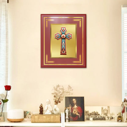 Diviniti Holy Cross Wall Photo Frame in 24K Gold Plated Foil | Faith, Hope & Divine Protection